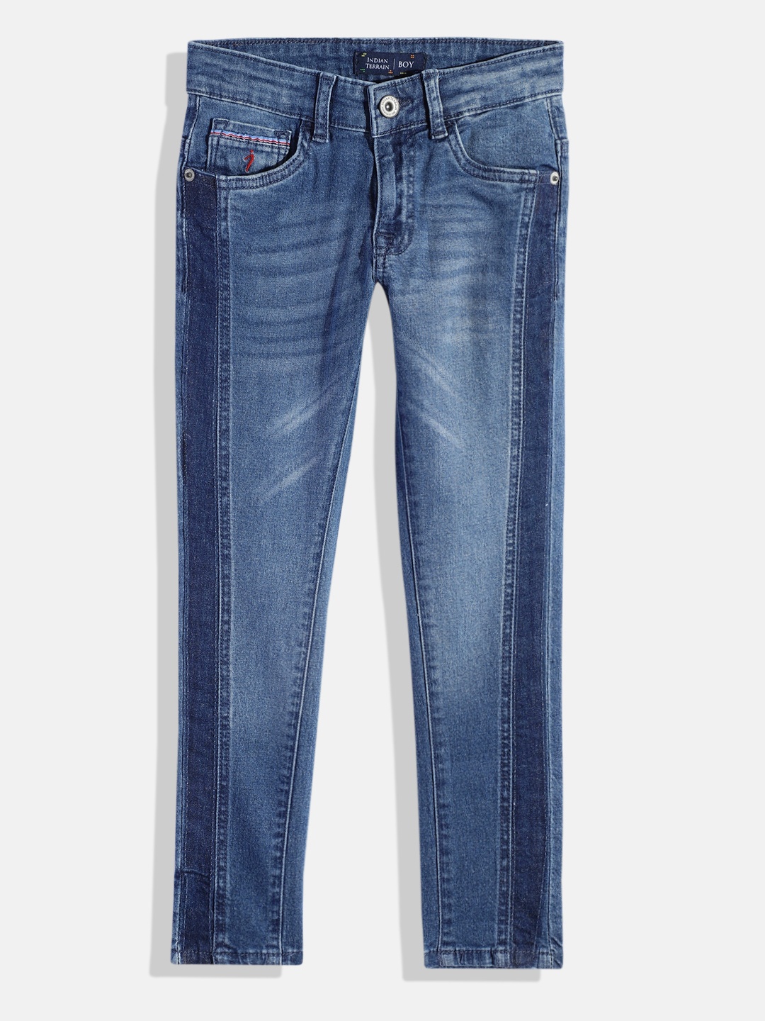 

Indian Terrain Boys Heavy Fade with Side Stripe Stretchable Jeans, Blue