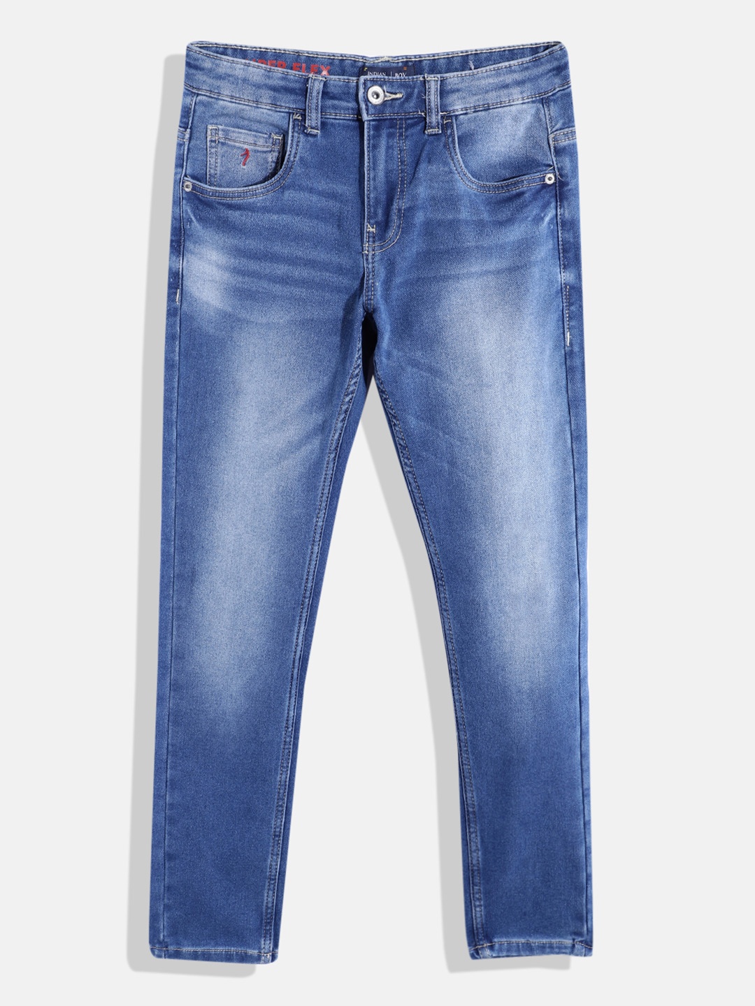 

Indian Terrain Boys Mid-Rise Heavy Fade Stretchable Jeans, Blue