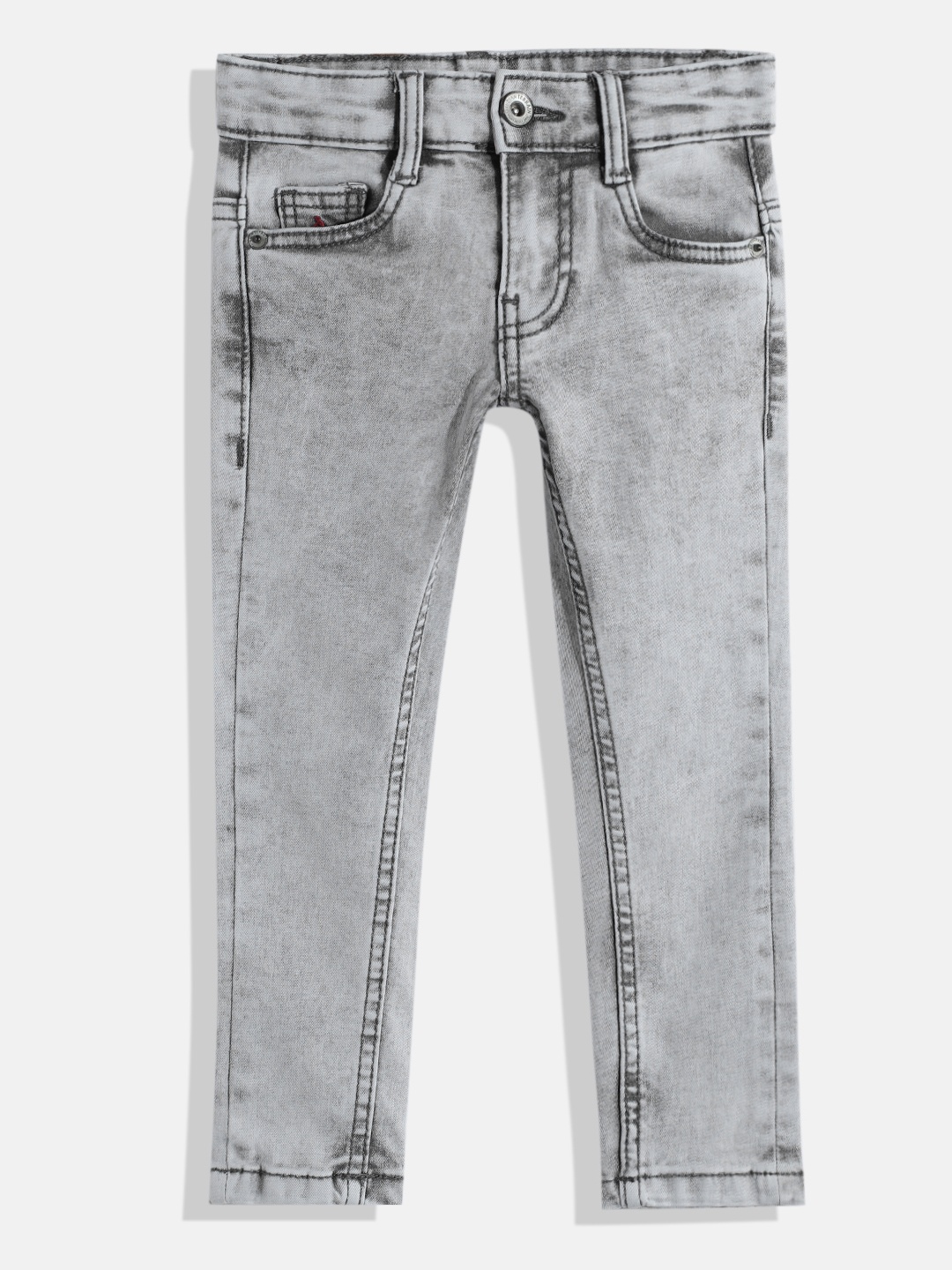 

Indian Terrain Boys Original Regular Low-Rise Heavy Fade Stretchable Jeans, Grey