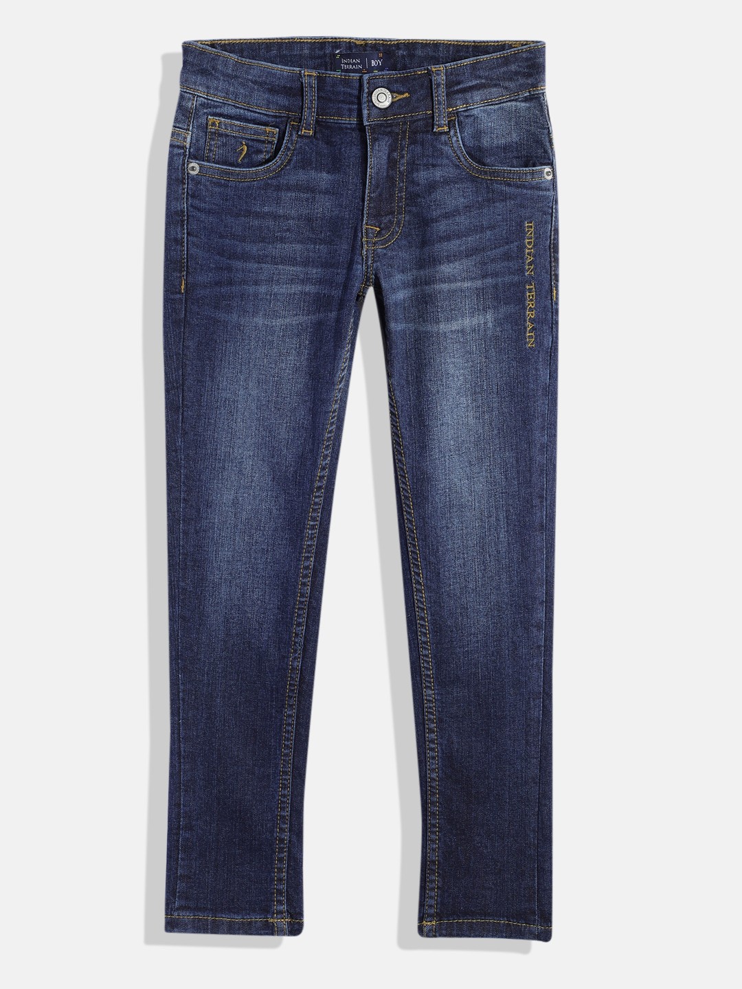 

Indian Terrain Boys Regular Fit Clean Look Stretchable Jeans, Blue