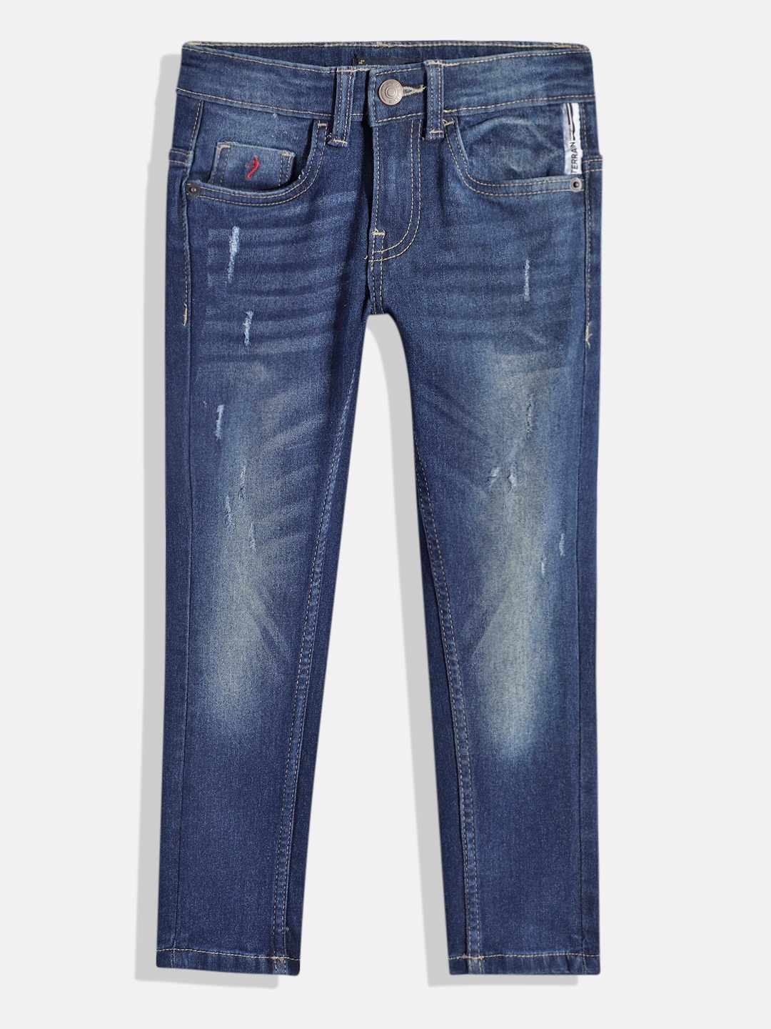 

Indian Terrain Boys Low Distress Heavy Fade Stretchable Jeans, Blue
