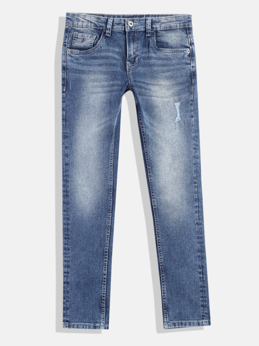 

Indian Terrain Boys Regular Fit Mildly Distressed Stretchable Jeans, Blue