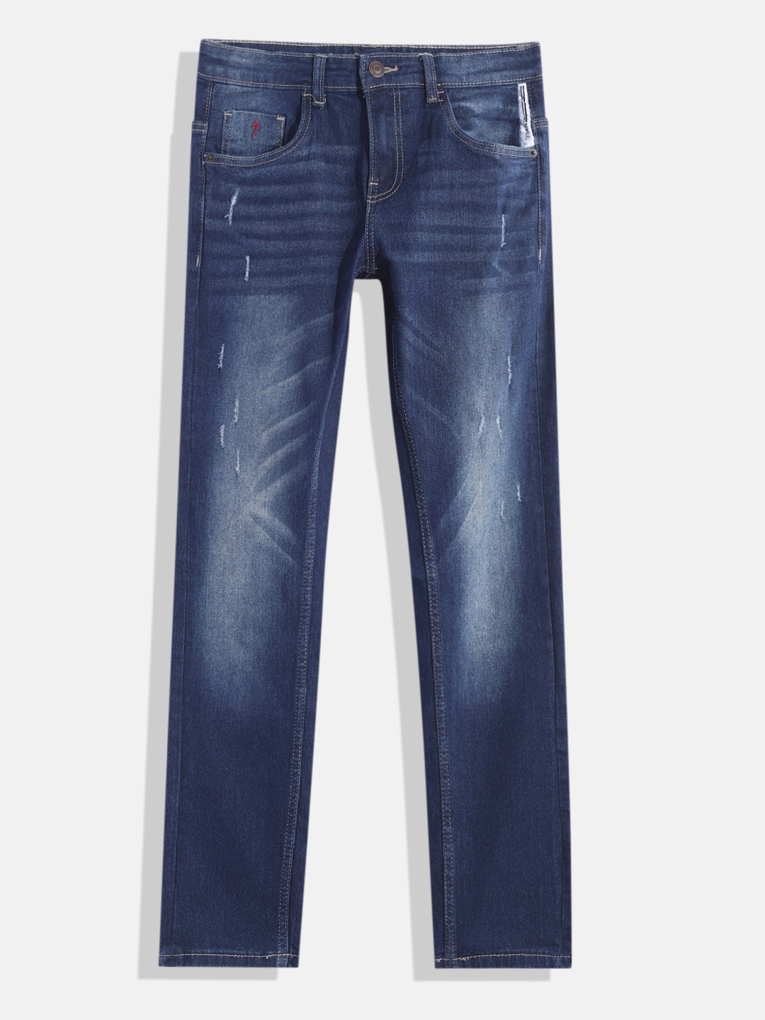 

Indian Terrain Boys Regular Fit Mildly Distressed Stretchable Jeans, Blue