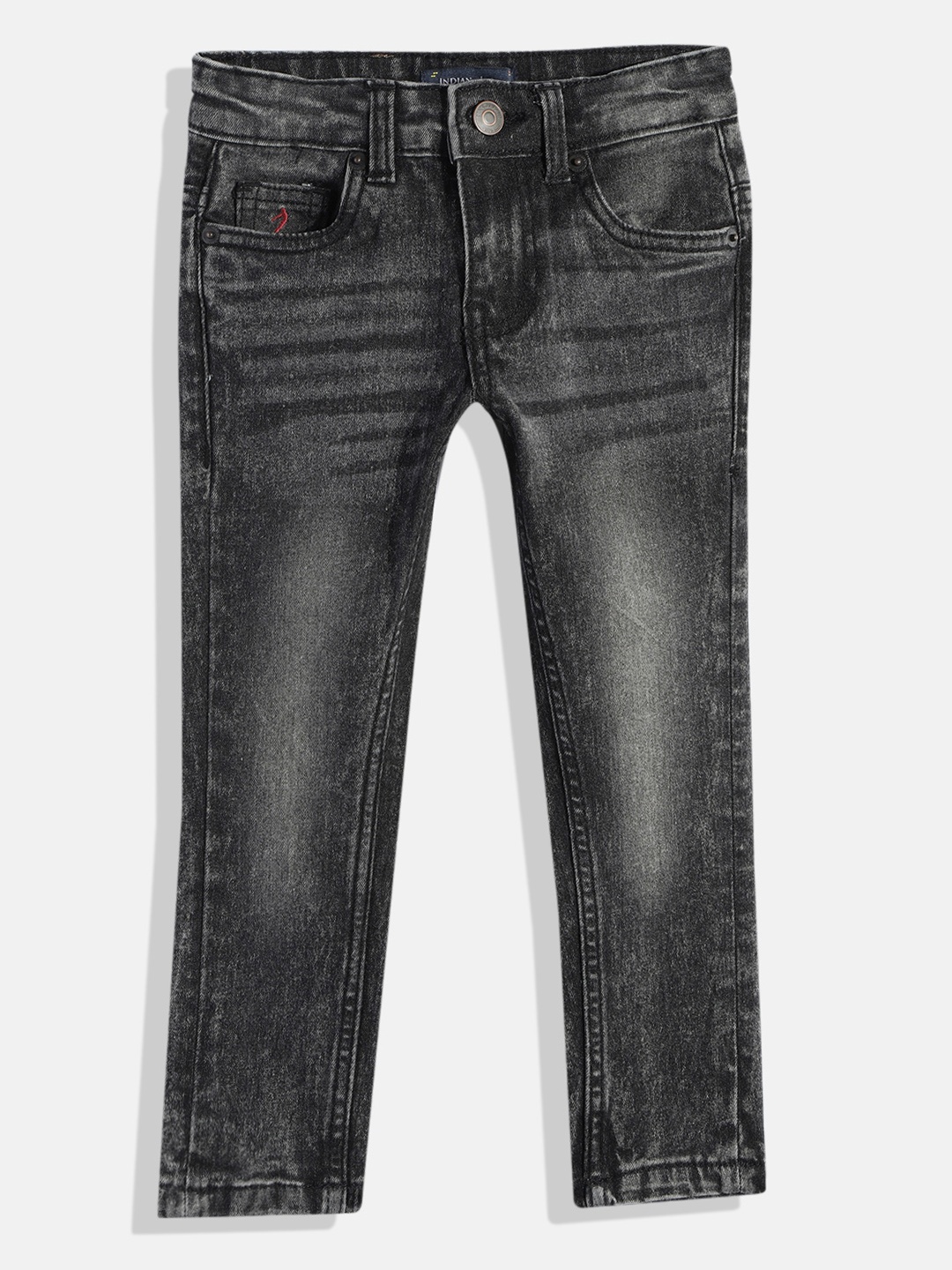 

Indian Terrain Boys Original Regular Fit Low-Rise Heavy Fade Stretchable Jeans, Black