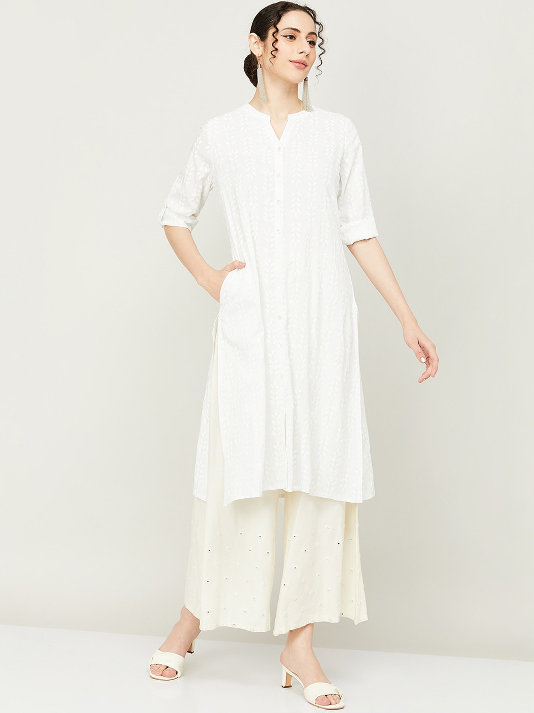 

Melange by Lifestyle Embroidered Chikankari Kurta, White