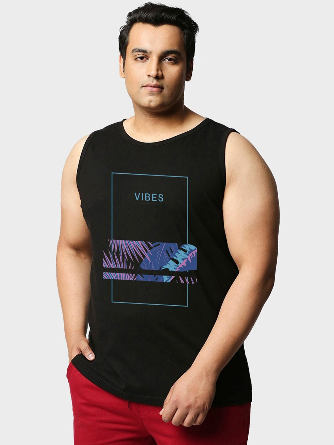 

Bewakoof Black Plus Size Graphic Printed Cotton T-shirt