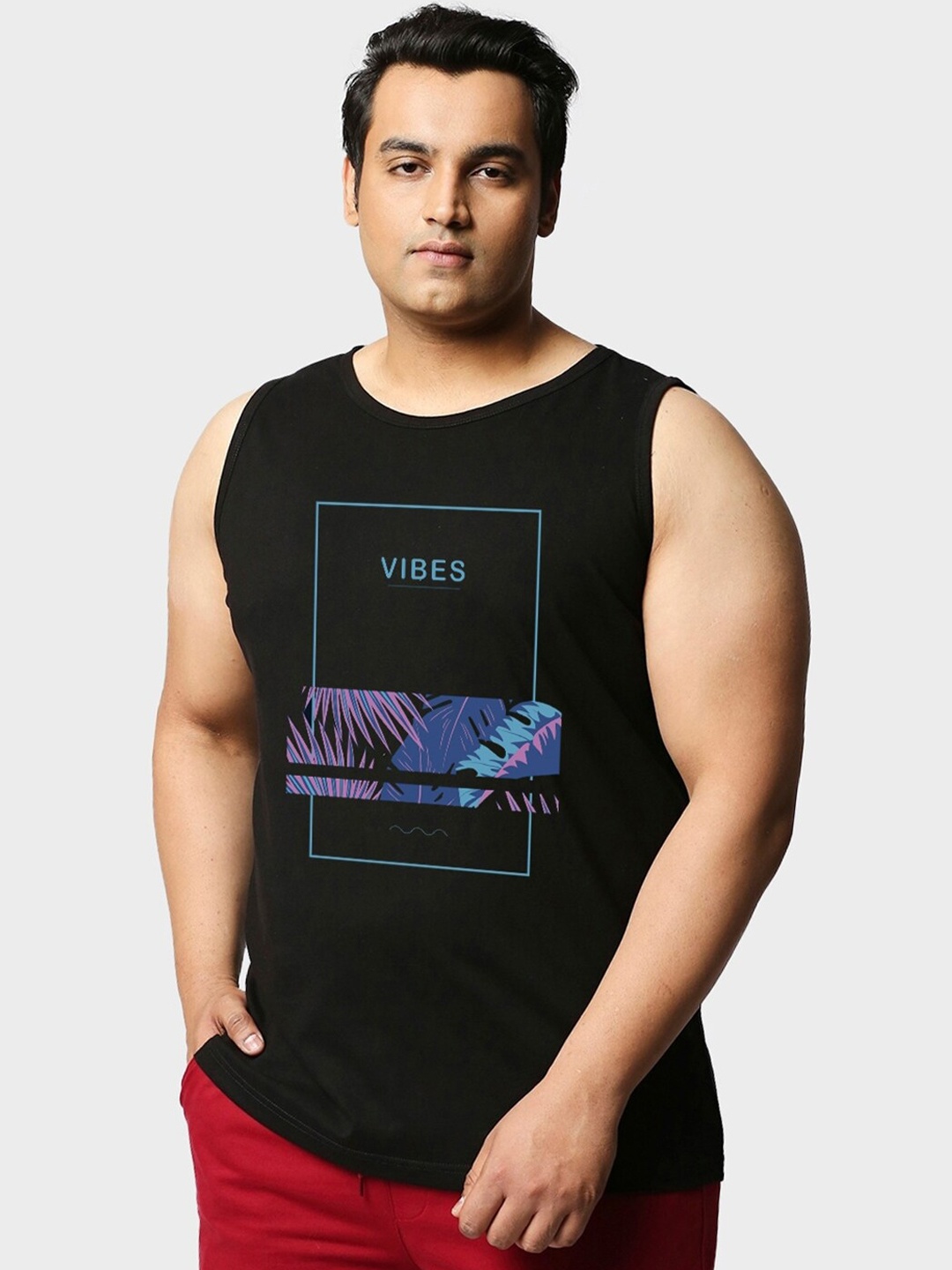 

Bewakoof Black Plus Size Graphic Printed Cotton T-shirt