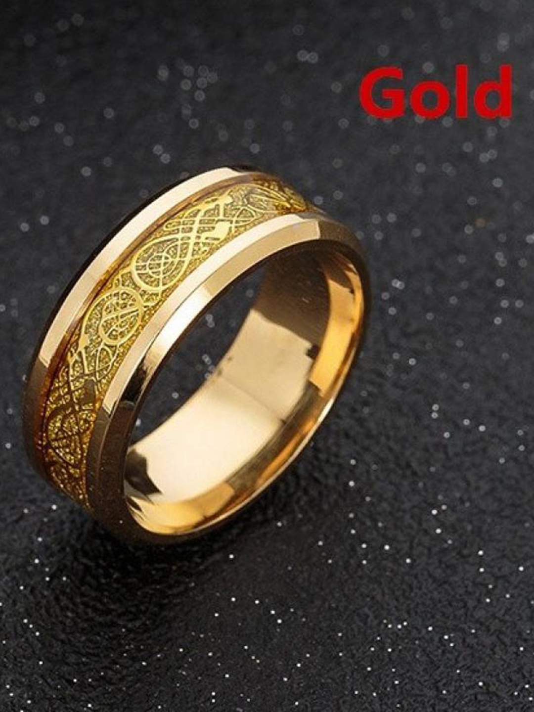 

KARISHMA KREATIONS Gold-Plated Stainless Steel Celtic Engraved Dragon Finger Ring