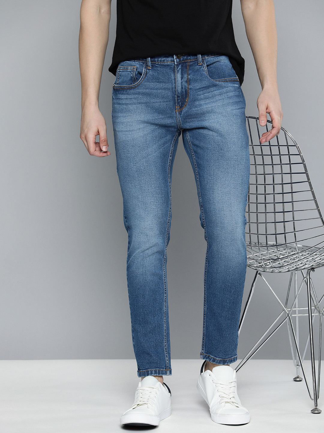 

Mast & Harbour Men Slim Fit Light Fade Stretchable Jeans, Blue