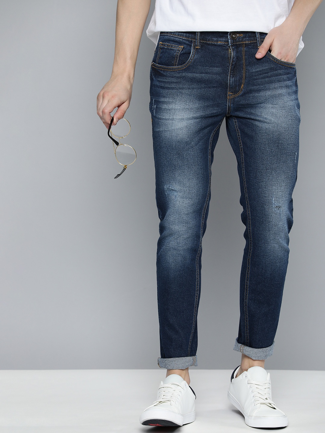 

Mast & Harbour Men Slim Fit Light Fade Stretchable Jeans, Blue