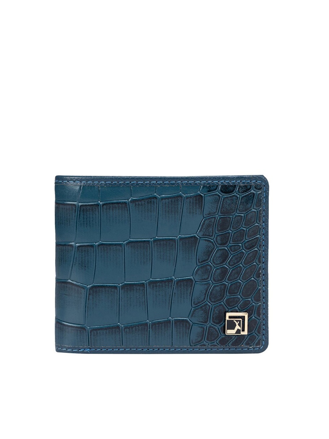 

Da Milano Men Textured Leather Two Fold Wallet, Blue