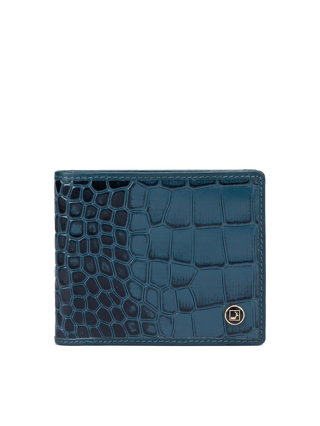 

Da Milano Men Textured Leather Two Fold Wallet, Blue
