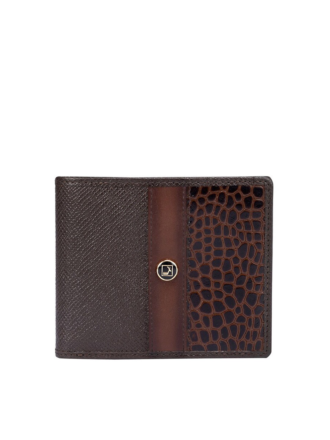 

Da Milano Men Textured Leather Two Fold Wallet, Brown