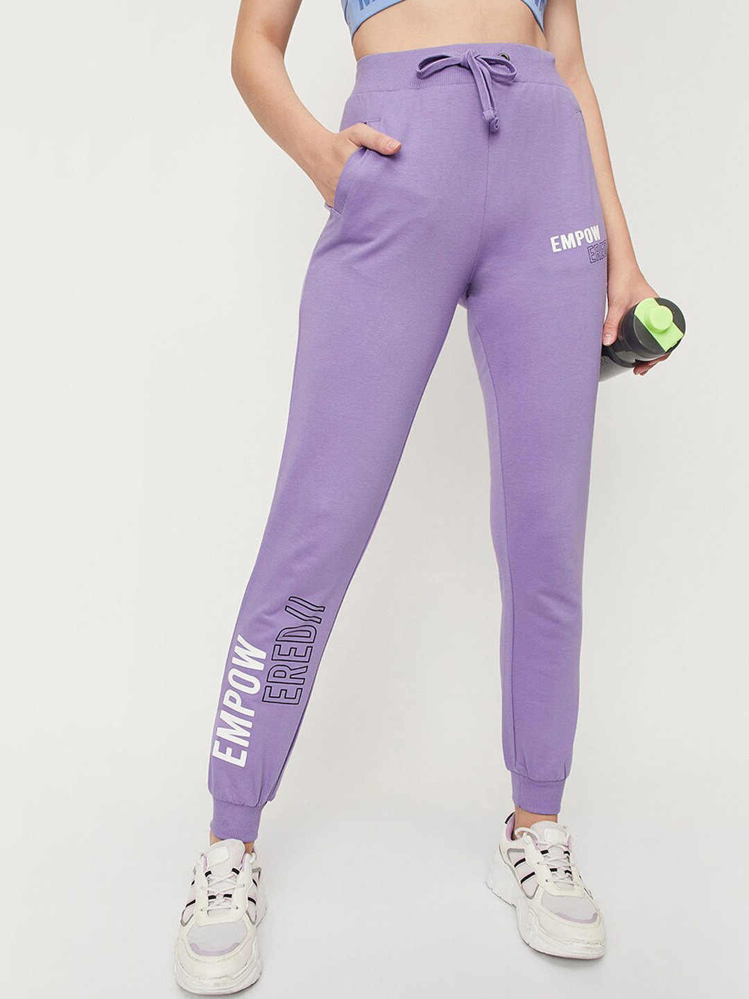 

max Women Mid-Rise Pure Cotton Joggers, Lavender