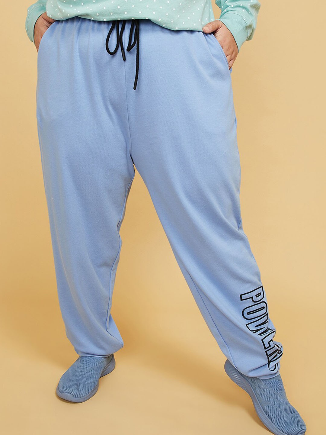 

max Women Plus Size Pure Cotton Sports Track Pants, Blue