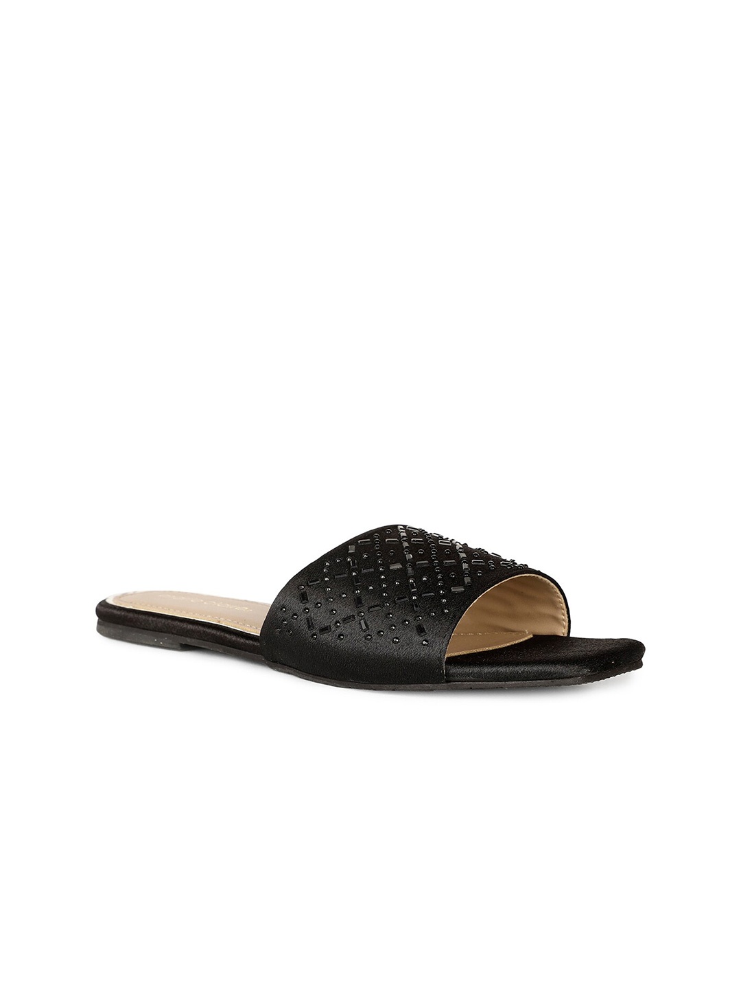 

Marie Claire Women Black Matt Embellished Open Toe Flats