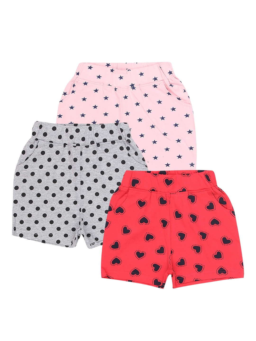 

FASLA Girls Pack Of 3 Conversational Printed Pure Cotton Shorts, Red