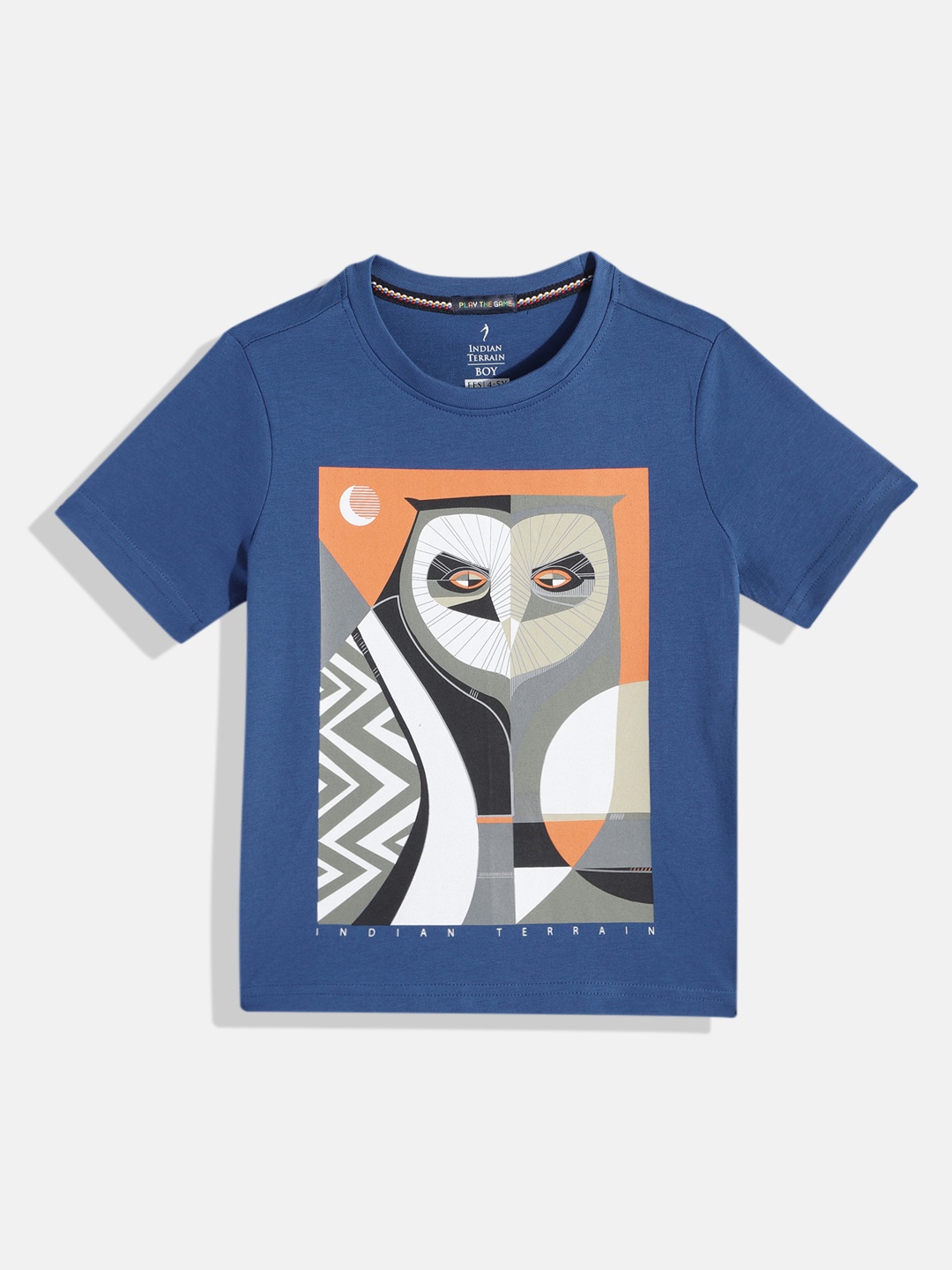 

Indian Terrain Boys Graphic Printed Pure Cotton T-shirt, Blue