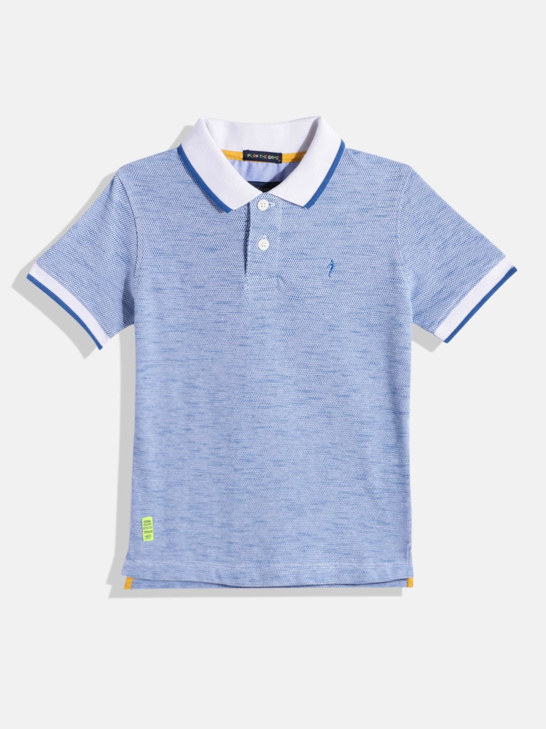 

Indian Terrain Boys Solid Pure Cotton Polo Collar T-shirt, Blue