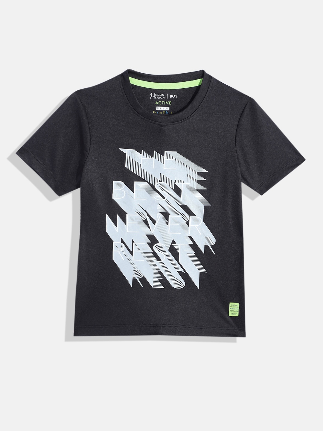 

Indian Terrain Boys Typography Printed T-shirt, Black