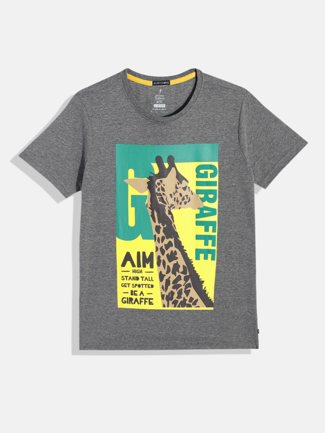 

Indian Terrain Boys Printed T-shirt, Grey