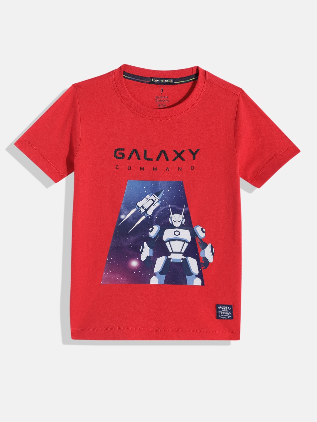 

Indian Terrain Boys Printed Pure Cotton T-shirt, Red