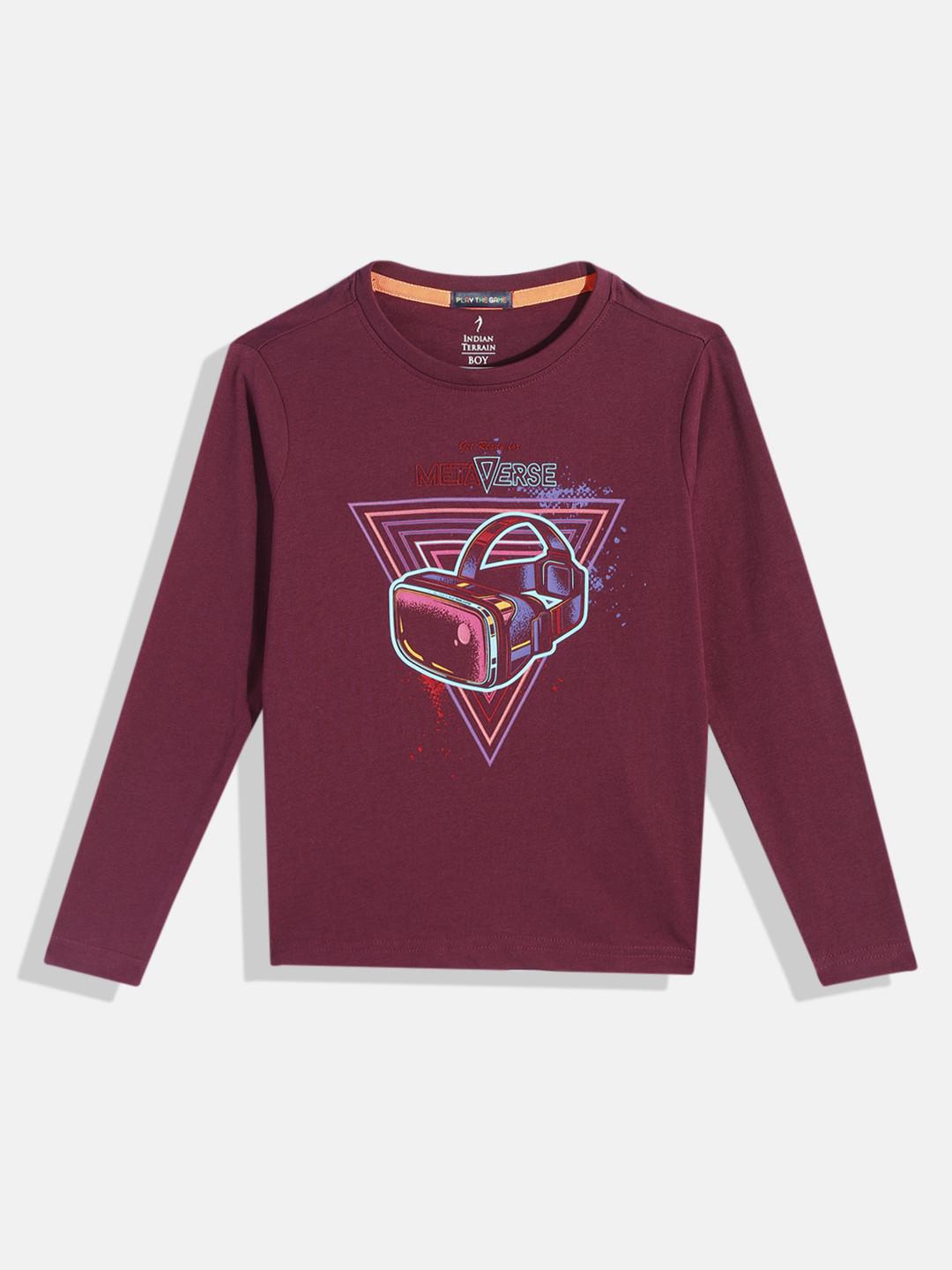 

Indian Terrain Boys Printed Pure Cotton T-shirt, Burgundy