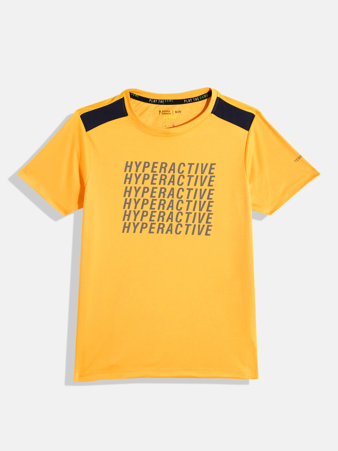 

Indian Terrain Typography Printed Sports T-shirt, Yellow