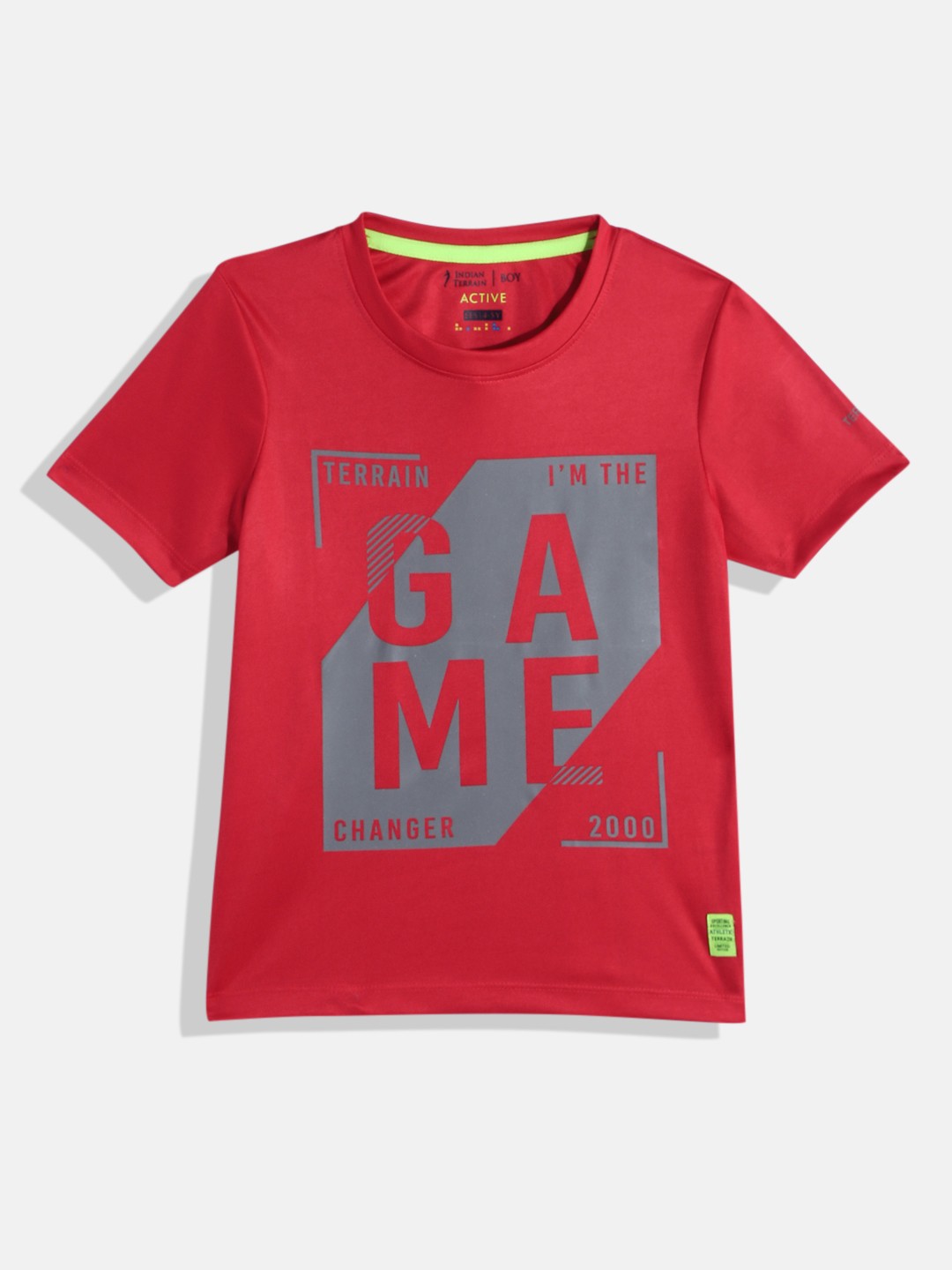 

Indian Terrain Boys Typography Printed T-shirt, Red