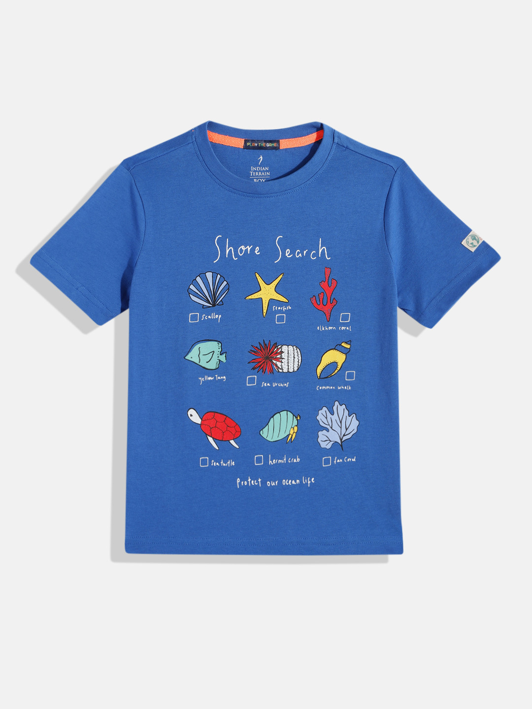 

Indian Terrain Boys Printed Pure Cotton T-shirt, Blue