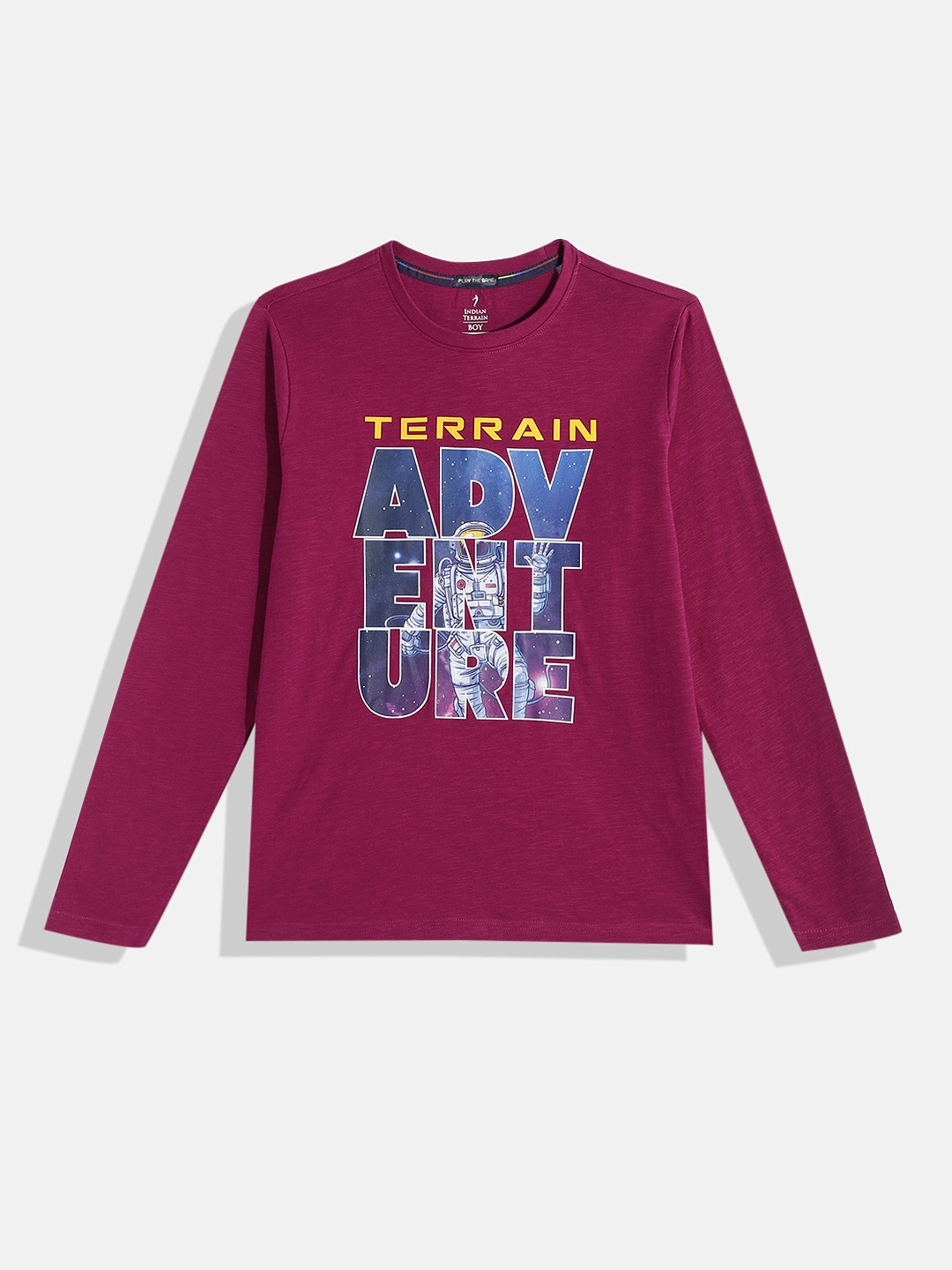 

Indian Terrain Boys Printed Pure Cotton T-shirt, Burgundy