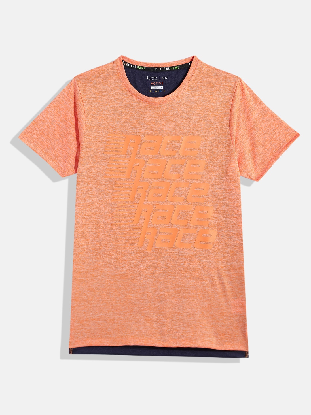 

Indian Terrain Boys Typography Printed Pure Cotton Sports T-shirt, Orange
