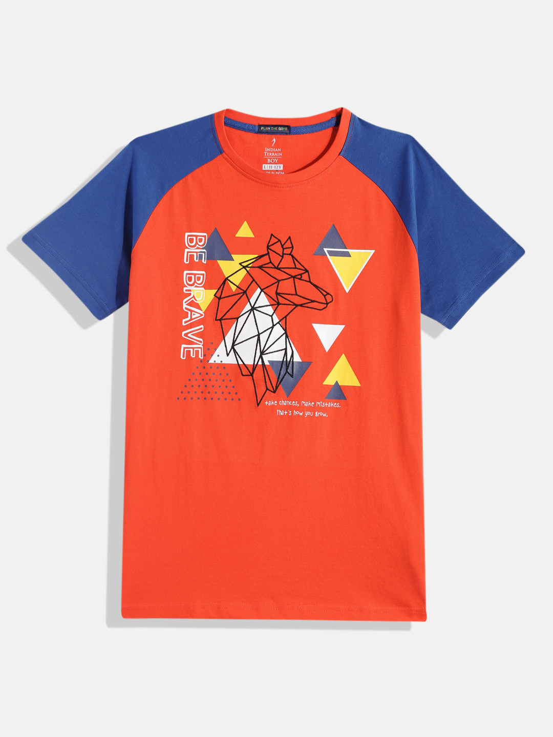 

Indian Terrain Boys Printed Pure Cotton T-shirt, Orange