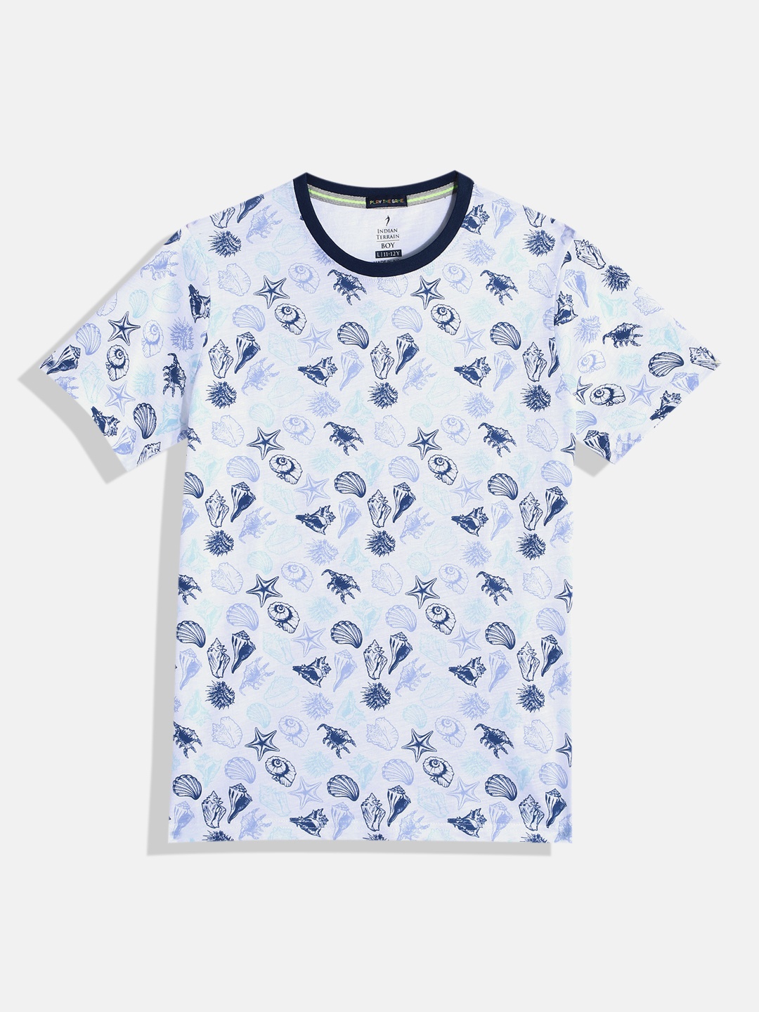 

Indian Terrain Boys Printed Tropical Pure Cotton T-shirt, White