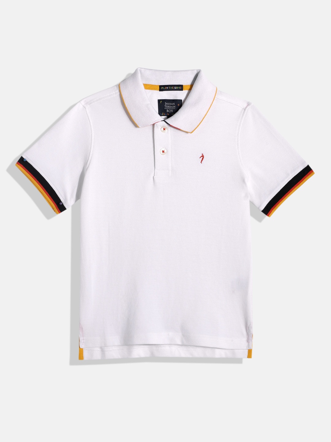 

Indian Terrain Boys Solid Polo Collar Pure Cotton T-shirt, White
