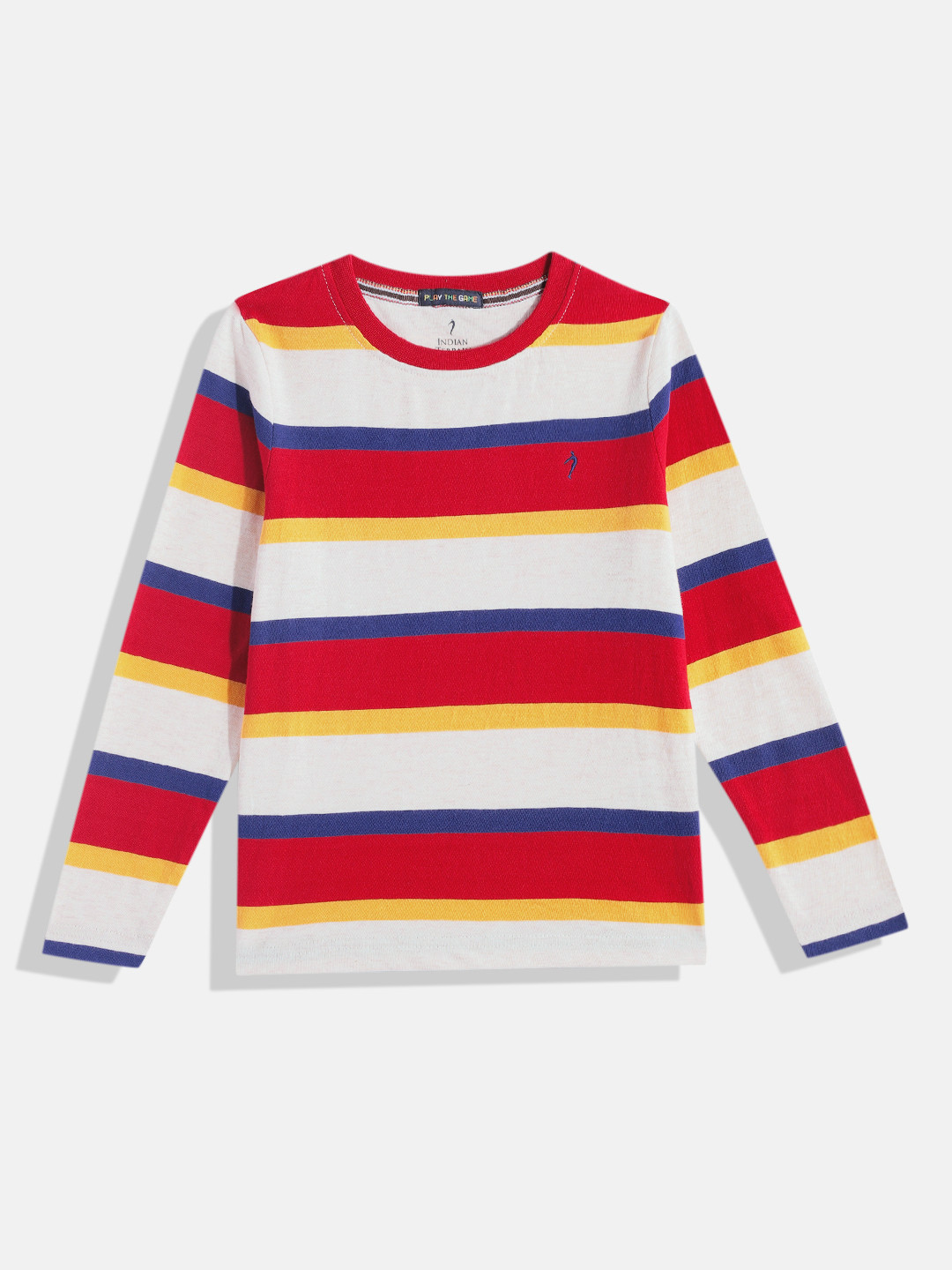 

Indian Terrain Boys Striped Pure Cotton T-shirt, Red