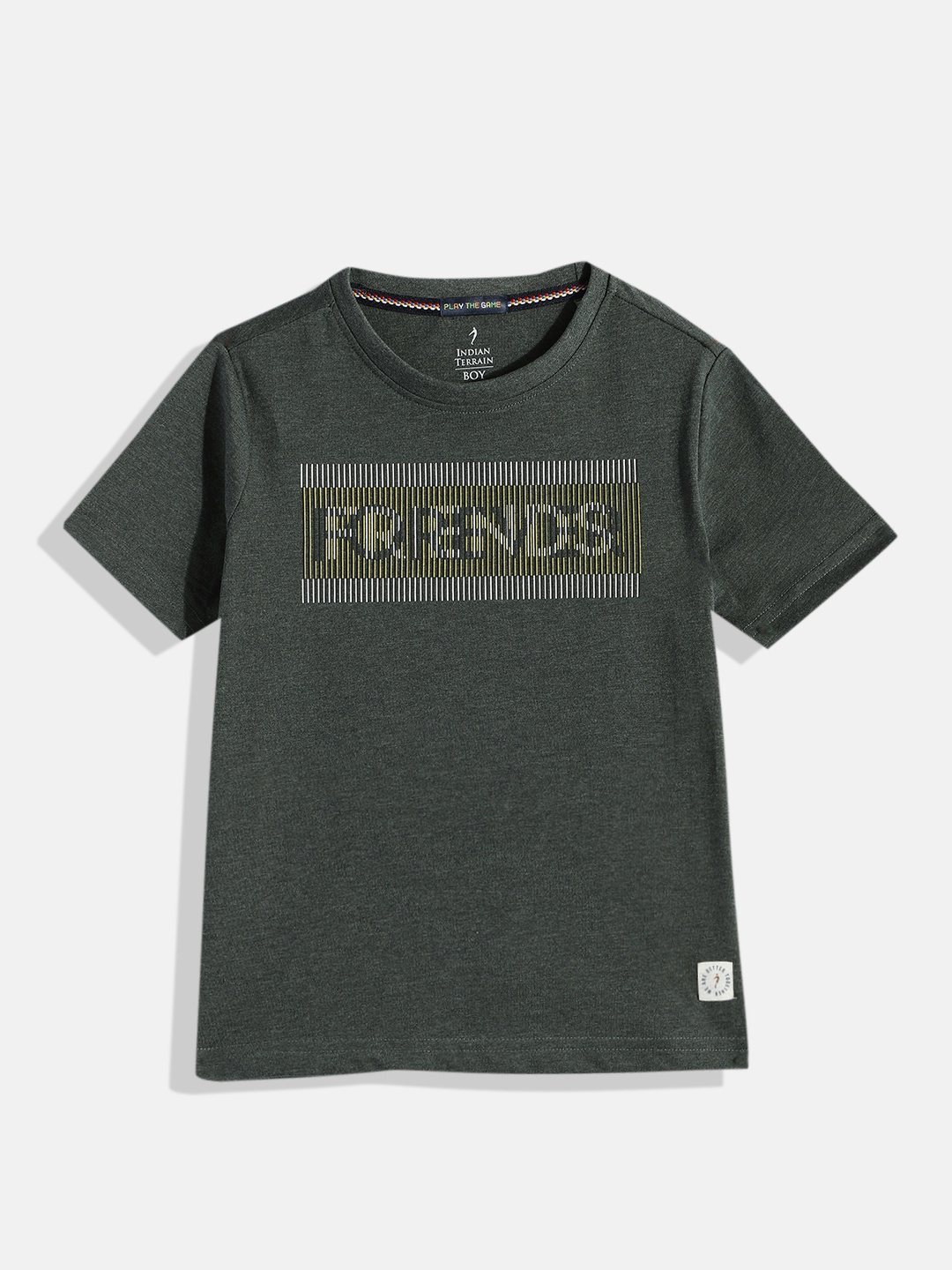 

Indian Terrain Boys Typography Printed T-shirt, Green