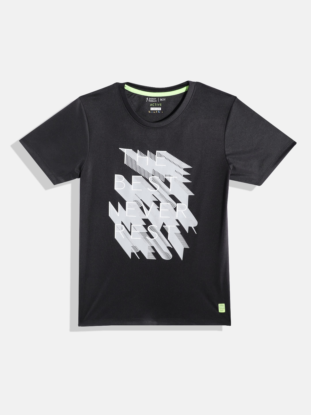 

Indian Terrain Boys Typography Printed T-shirt, Black