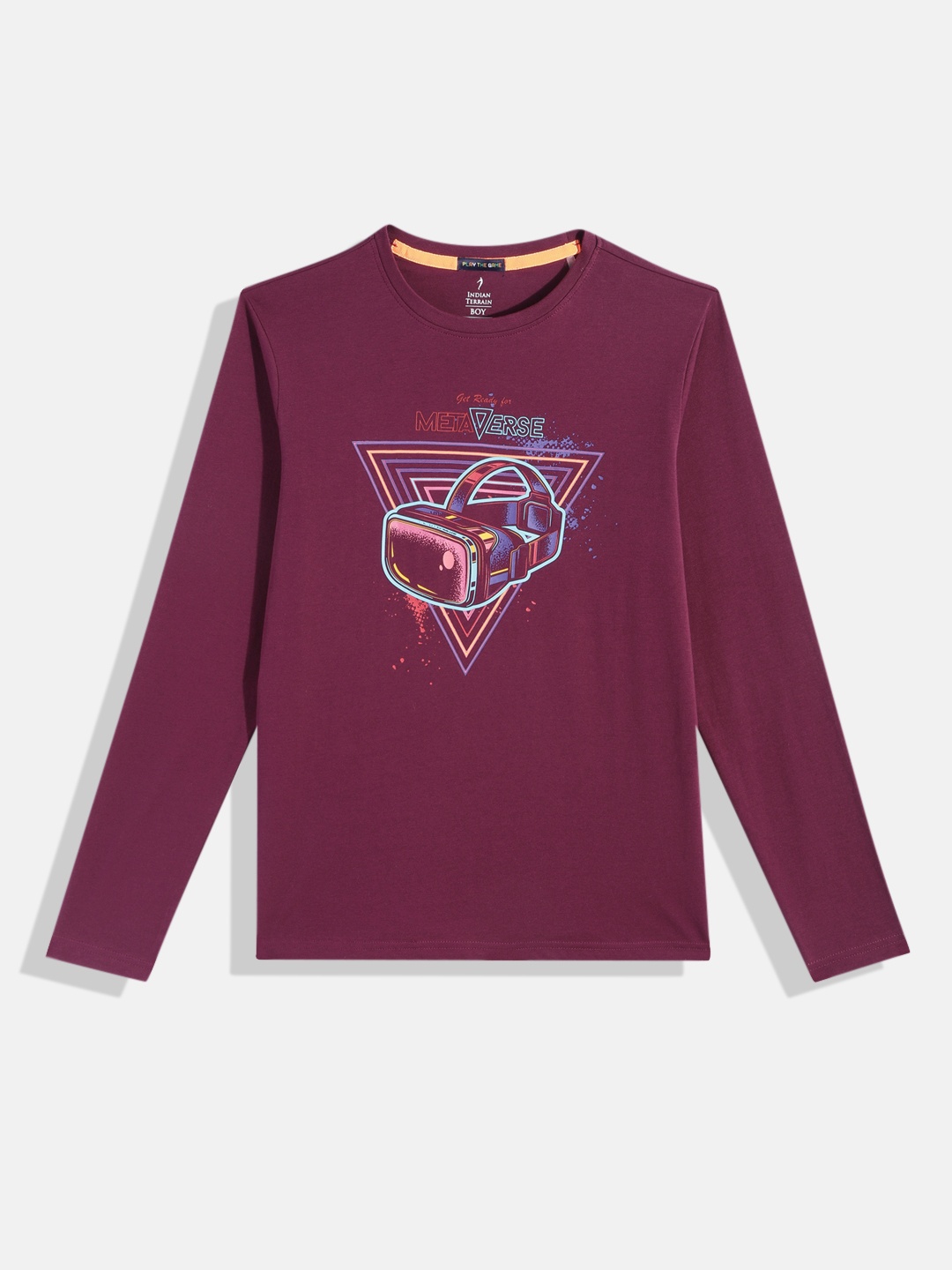 

Indian Terrain Boys Graphic Printed Pure Cotton T-shirt, Burgundy