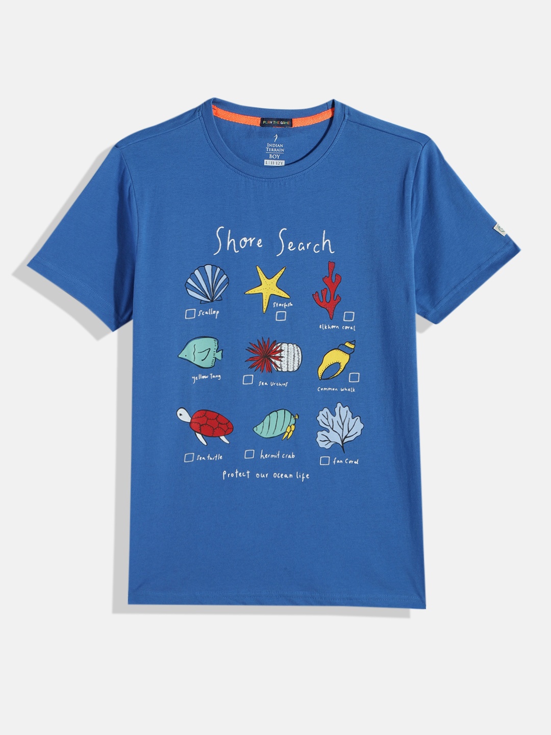 

Indian Terrain Boys Printed Pure Cotton T-shirt, Blue