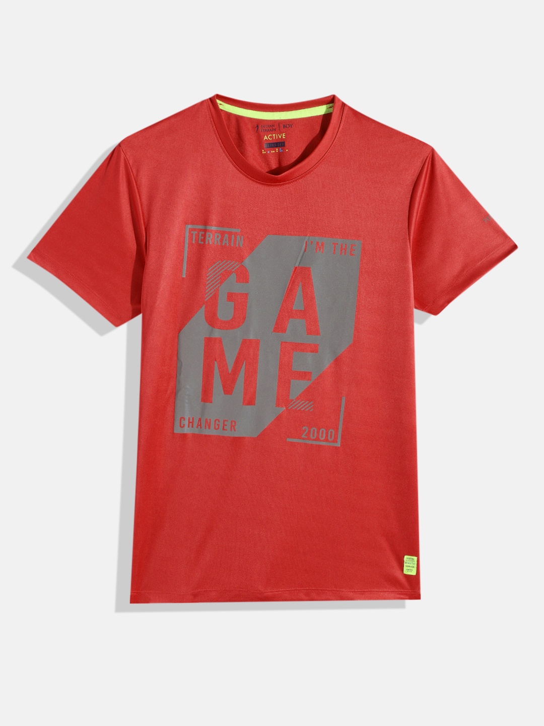 

Indian Terrain Boys Typography Printed Sports T-shirt, Red