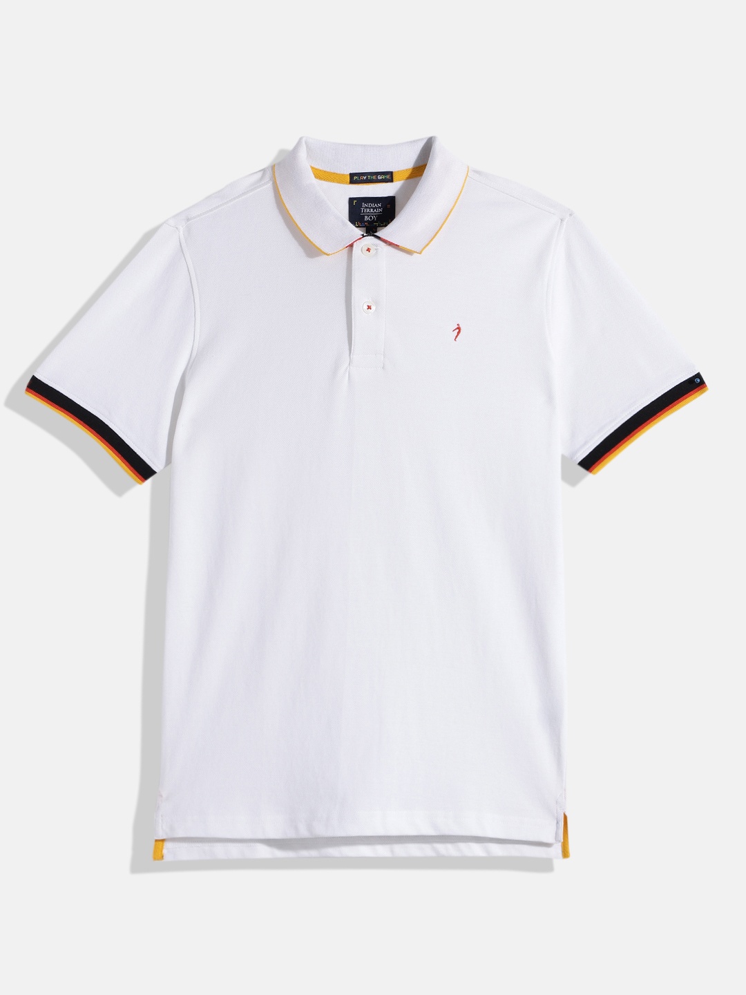 

Indian Terrain Boys Pure Cotton Polo Collar T-shirt, White