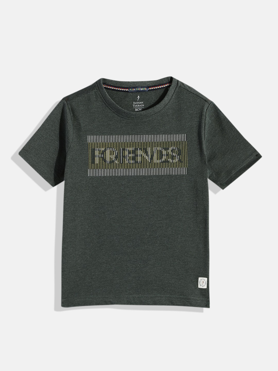 

Indian Terrain Boys Typography Printed T-shirt, Green