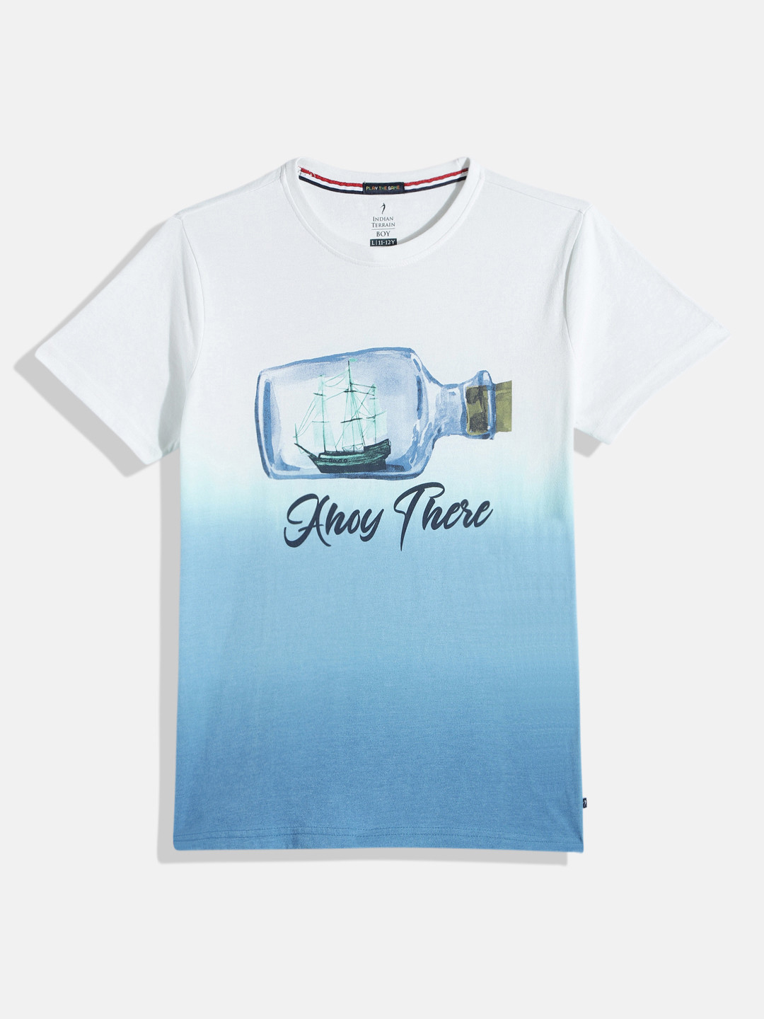 

Indian Terrain Boys Tie and Dye Typography Print Pure Cotton T-shirt, White
