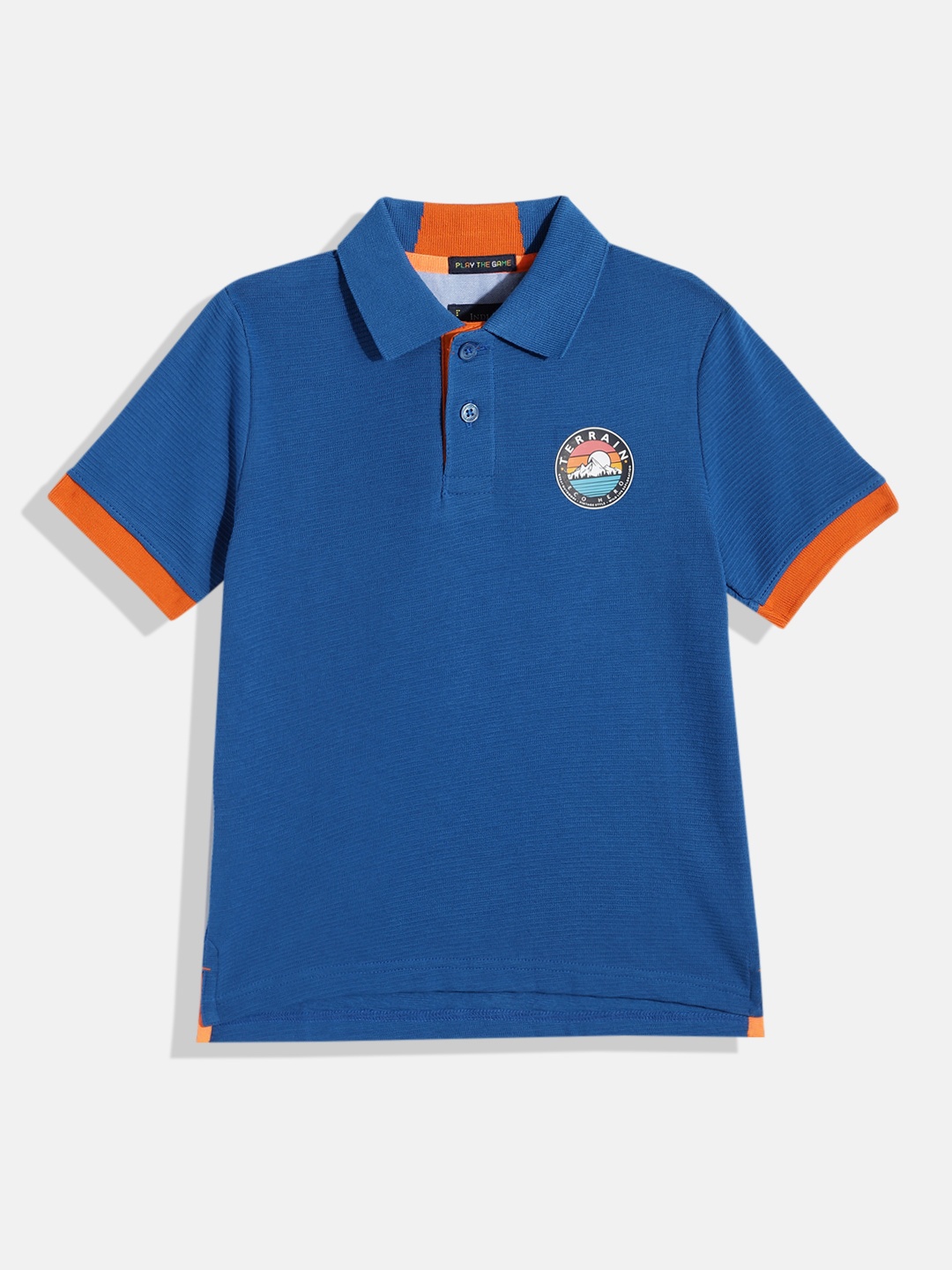 

Indian Terrain Boys Polo Collar Pure Cotton T-shirt, Blue