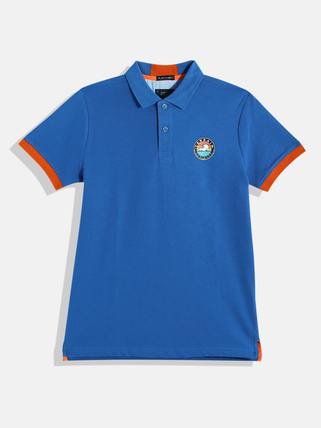 

Indian Terrain Boys Polo Collar Pure Cotton T-shirt, Blue