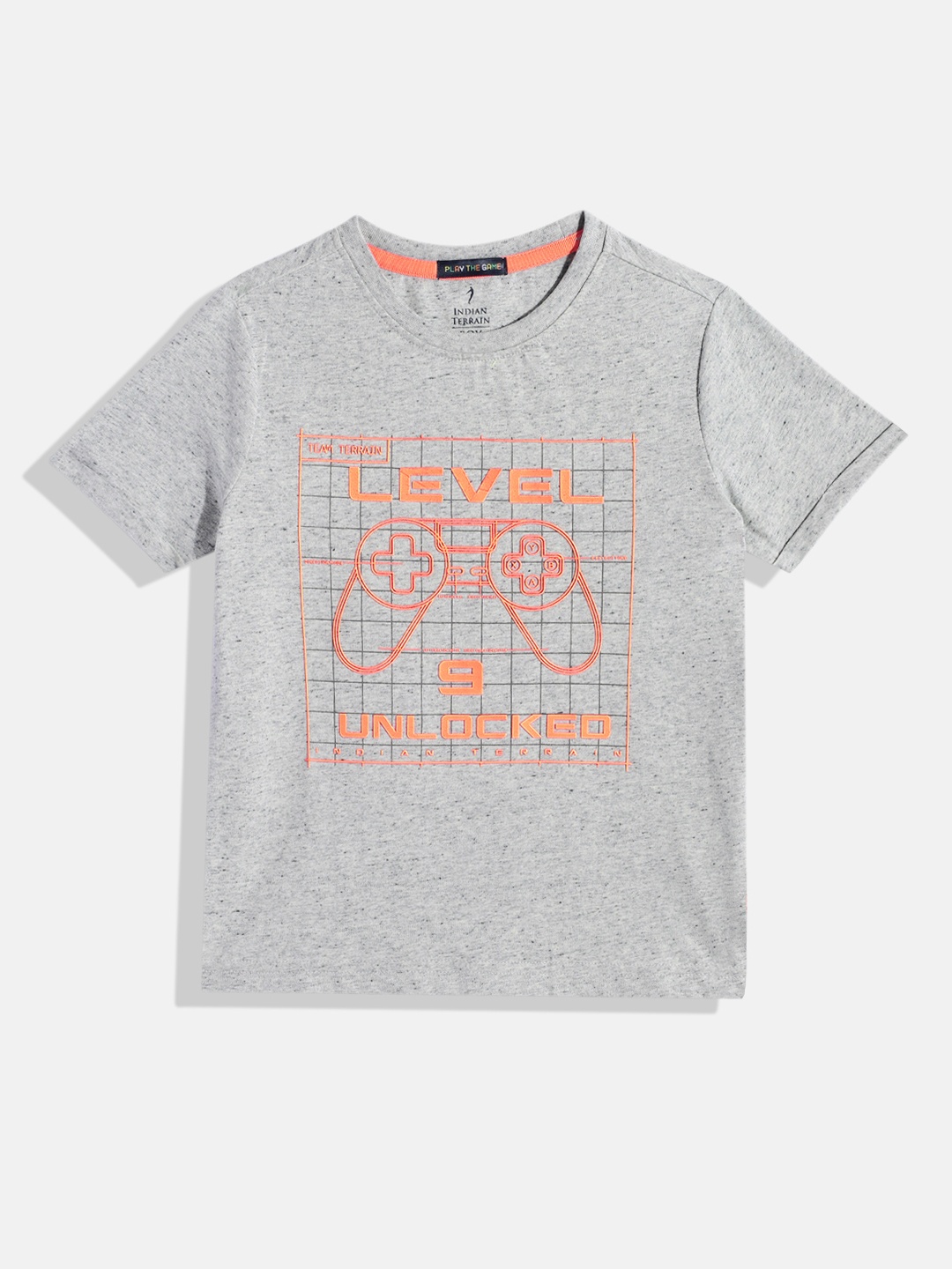 

Indian Terrain Boys Graphic Printed T-shirt, Grey melange