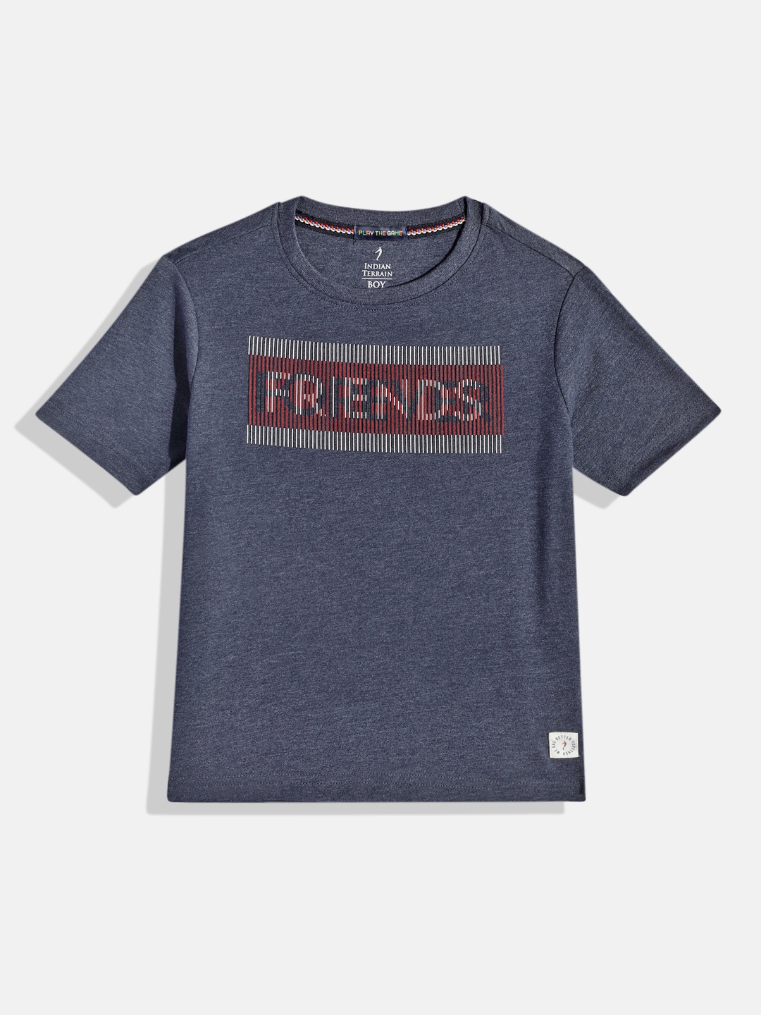 

Indian Terrain Boys Typography Printed T-shirt, Grey