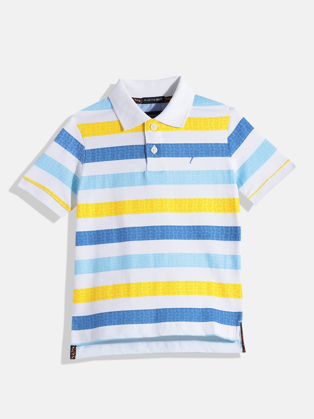 

Indian Terrain Boys Striped Pure Cotton Polo Collar T-shirt, Multi