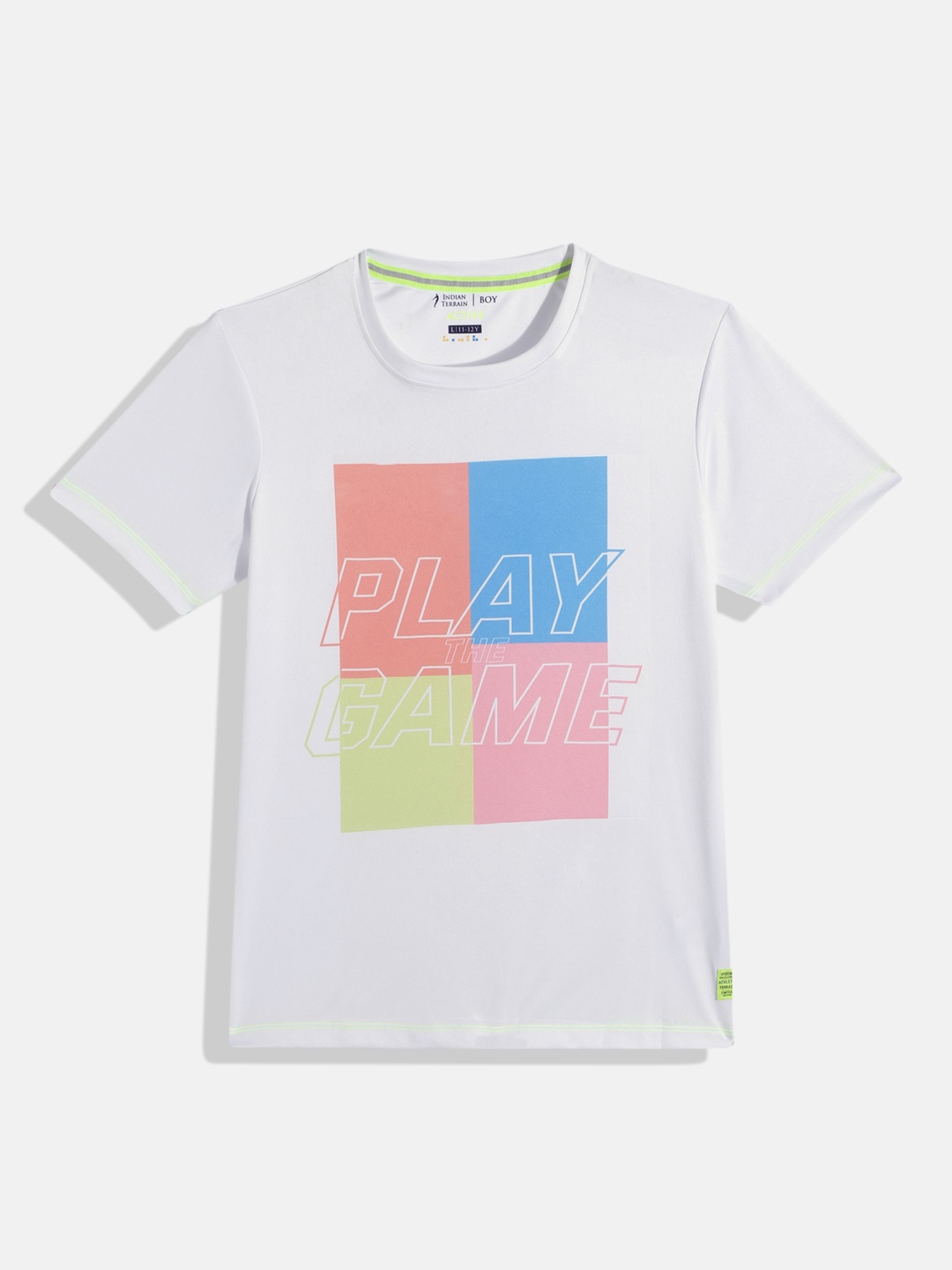 

Indian Terrain Boys Typography Printed Moisture Wicking T-shirt, White